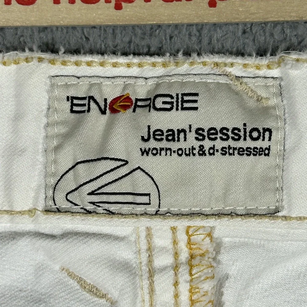 Y2k Energie Jean'session Mens Size 38x35 Regular White Jeans Pants #3626